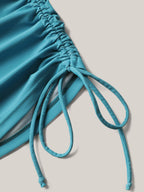 Plus Size Tropical Drawstring Swim Top