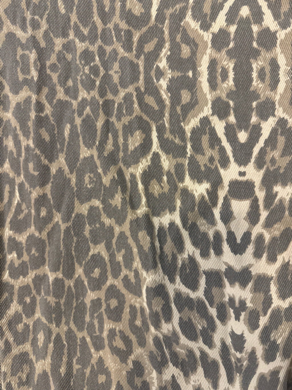 Women's leopard print wide leg jeans with beige racer stripes