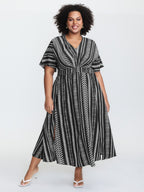 Plus Size Shirred Split-Hem Midi Dress