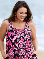 Plus Size Tropical Floral One-Piece Swimsuit