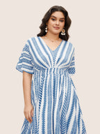 Plus Size Shirred Split-Hem Midi Dress