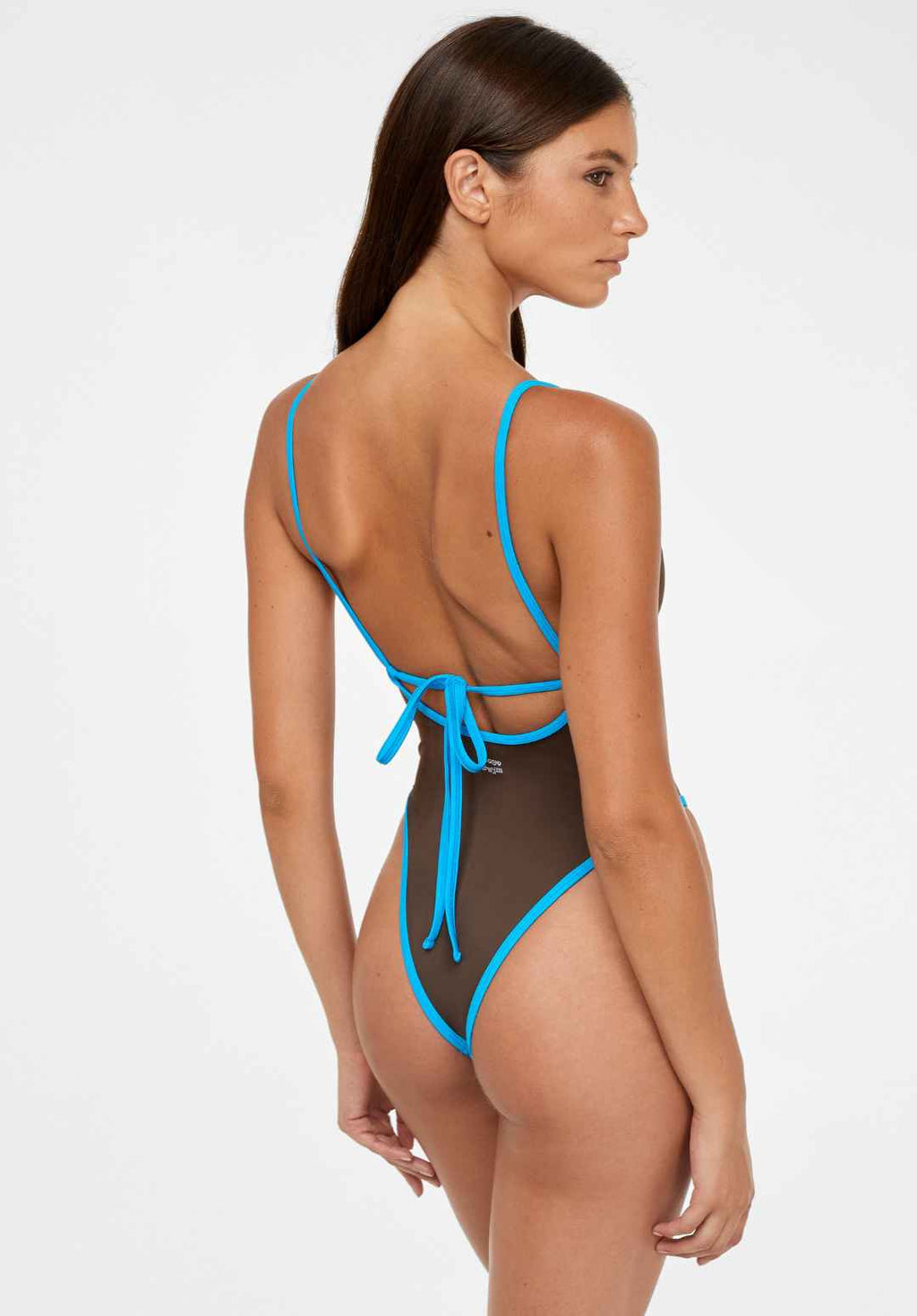 Mocha Scoop-Neck High-Leg Swimsuit