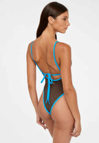 Mocha Scoop-Neck High-Leg Swimsuit
