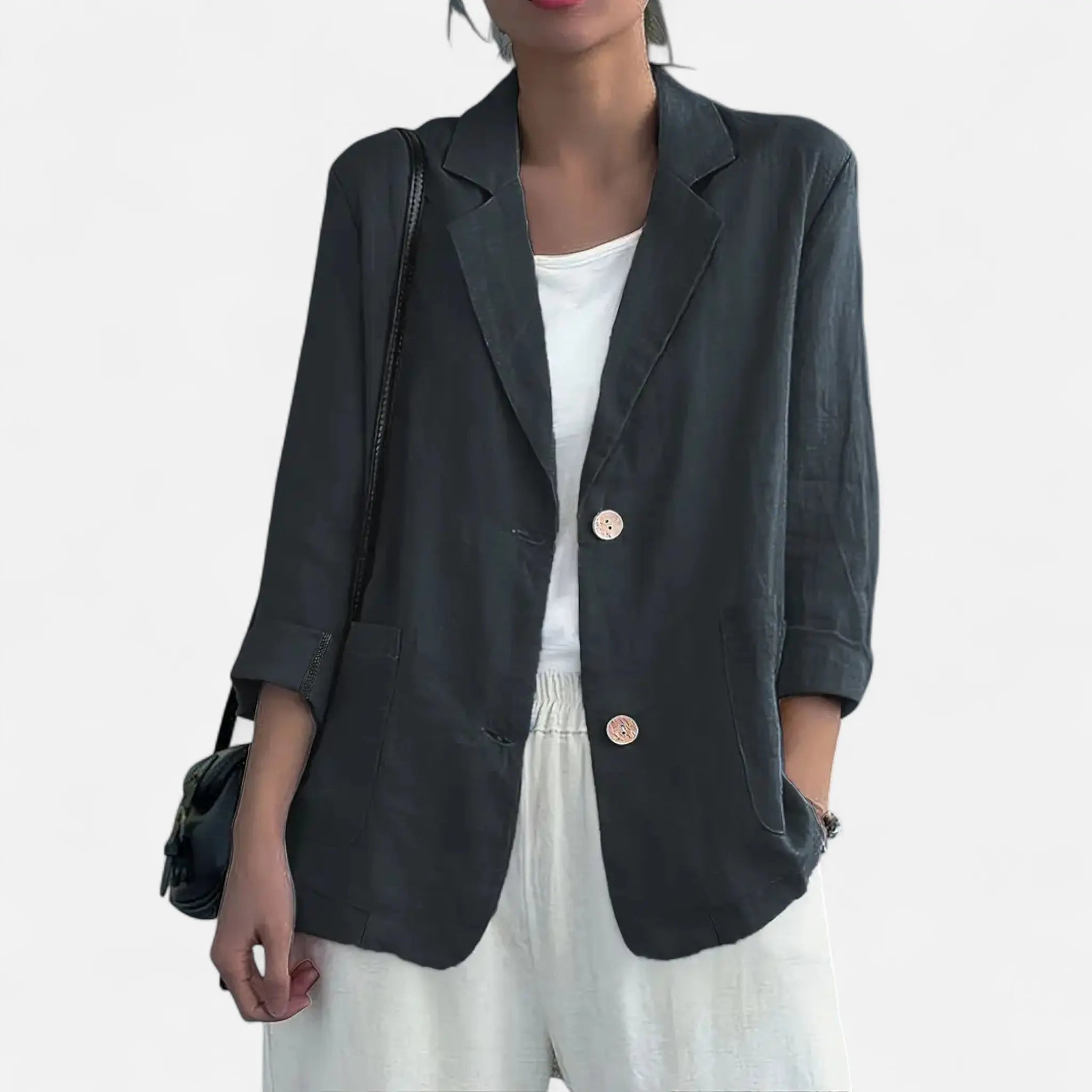Tailored Linen-Blend Blazer