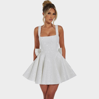 Stella Sequin Square-Neck Mini Dress