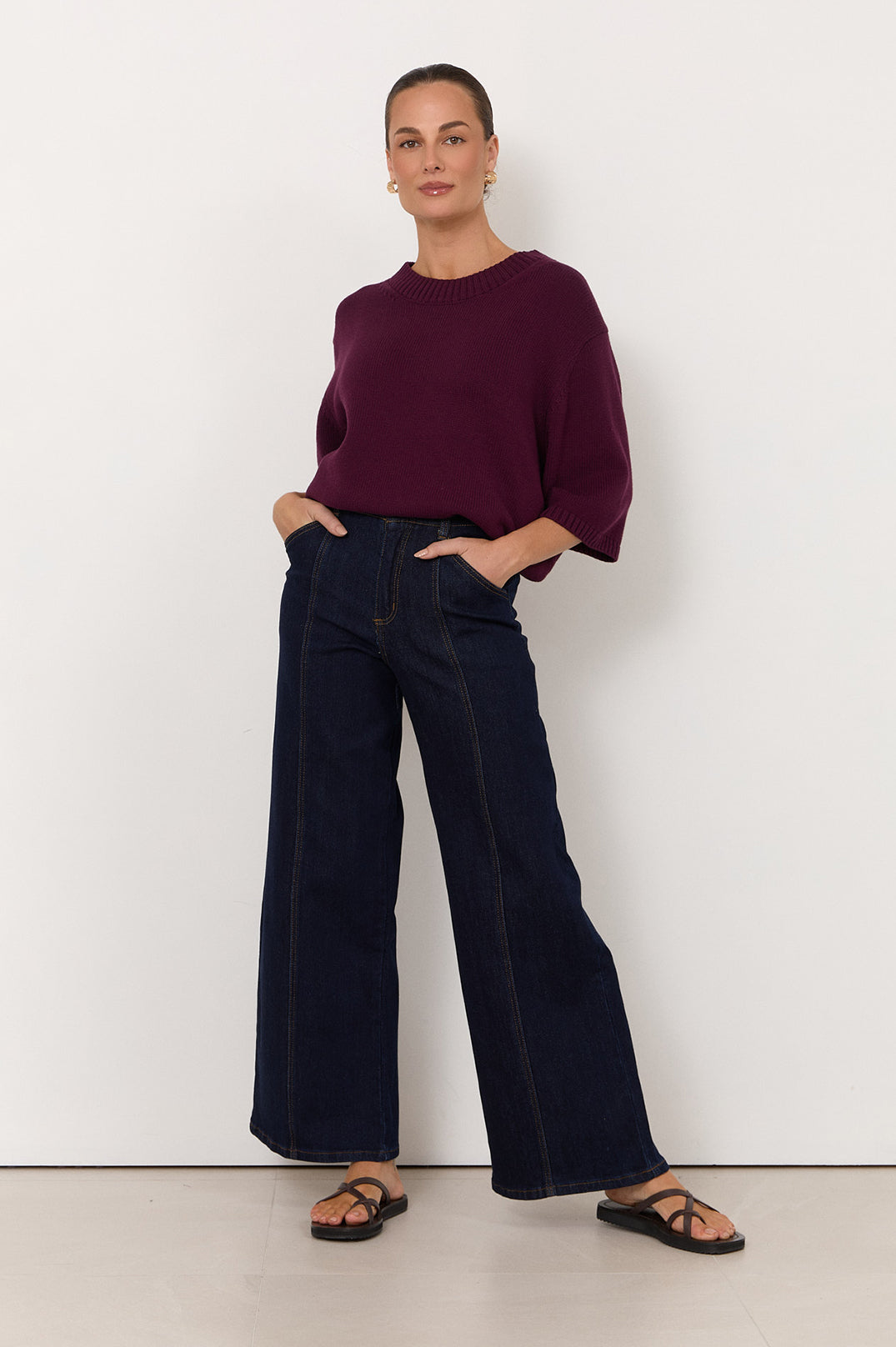 Adele Wide-Leg Jeans in Dark Denim by Aurelia Sun