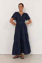 Eliana Lightweight Denim Maxi Dress in Denim by Aurelia Sun