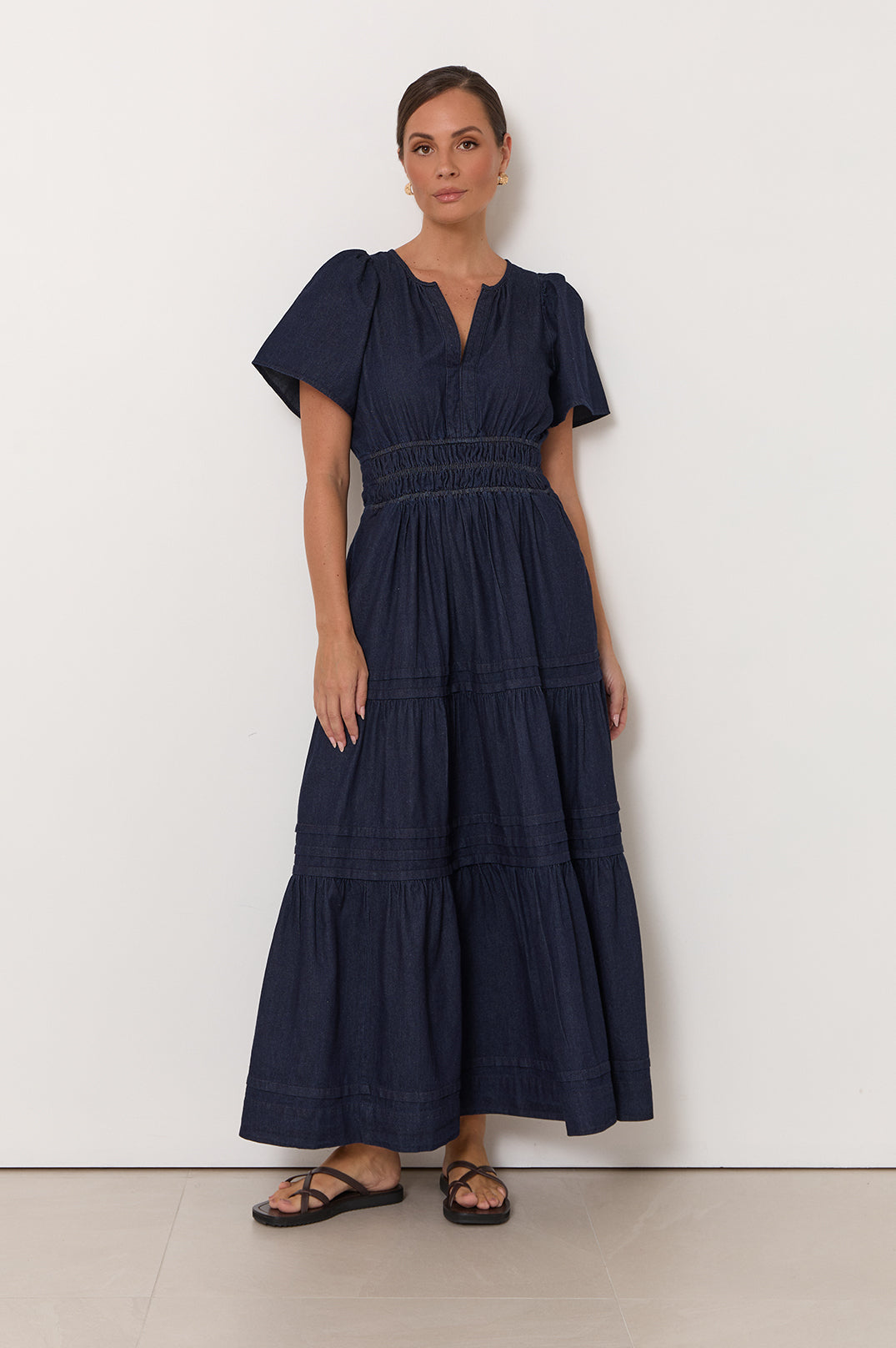 Eliana Lightweight Denim Maxi Dress in Denim by Aurelia Sun