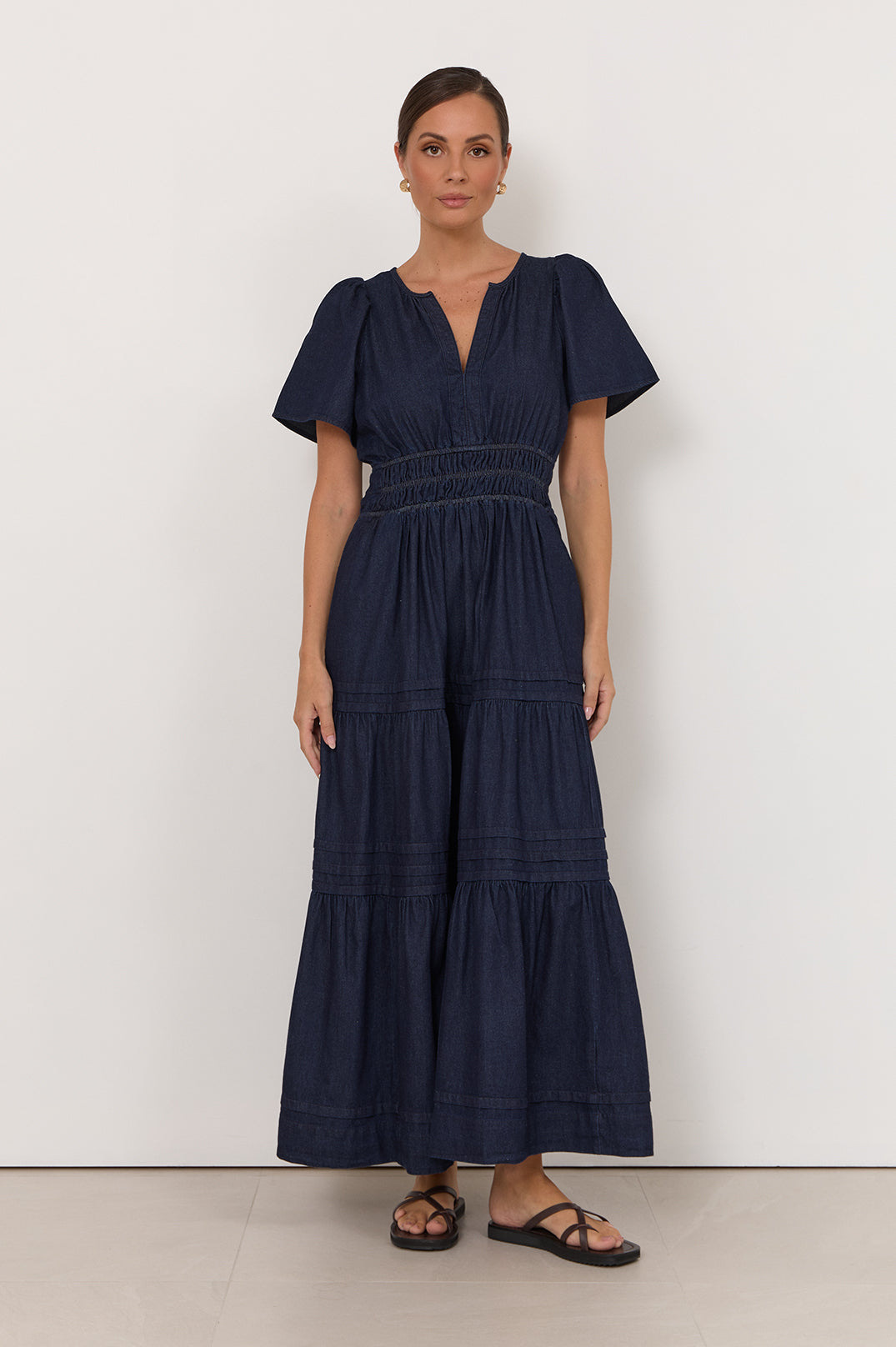 Eliana Lightweight Denim Maxi Dress in Denim by Aurelia Sun