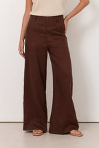 Avalon Wide-Leg Linen Pants in Chocolate by Aurelia Sun
