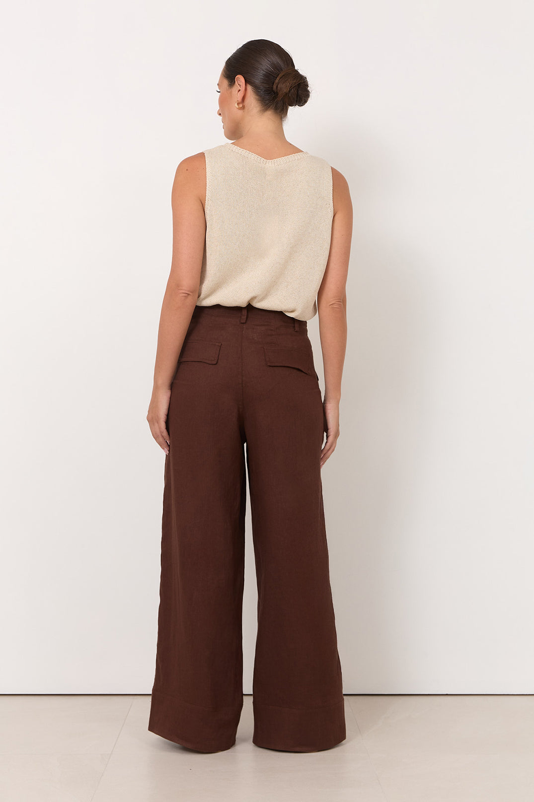 Avalon Wide-Leg Linen Pants in Chocolate by Aurelia Sun
