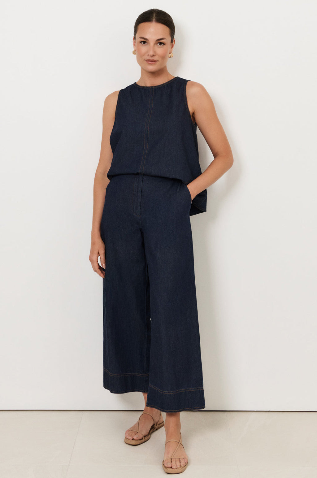 Agatha Cropped Lightweight Jeans in Denim by Aurelia Sun
