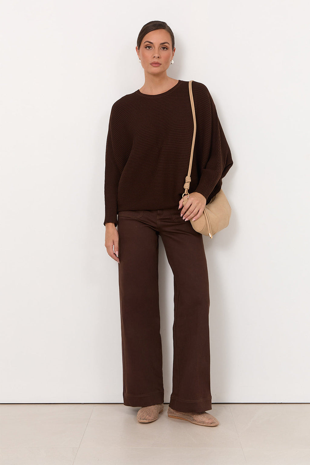 Lucy Chocolate Straight-Leg Denim Pants in Chocolate by Aurelia Sun