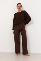 Lucy Chocolate Straight-Leg Denim Pants in Chocolate by Aurelia Sun