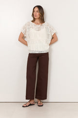 Lucy Chocolate Straight-Leg Denim Pants