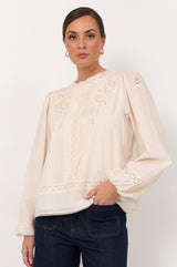 Lou Embroidered Lace Cotton Blouse