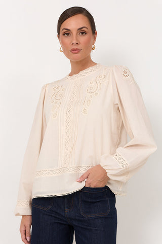 Lou Embroidered Lace Cotton Blouse