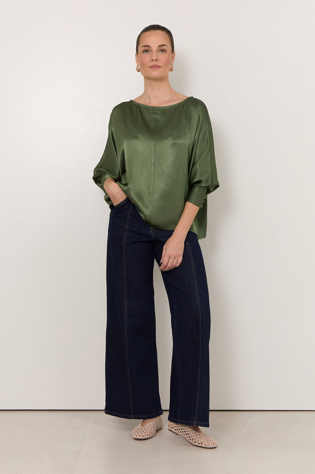 Adele Wide-Leg Jeans in Dark Denim by Aurelia Sun