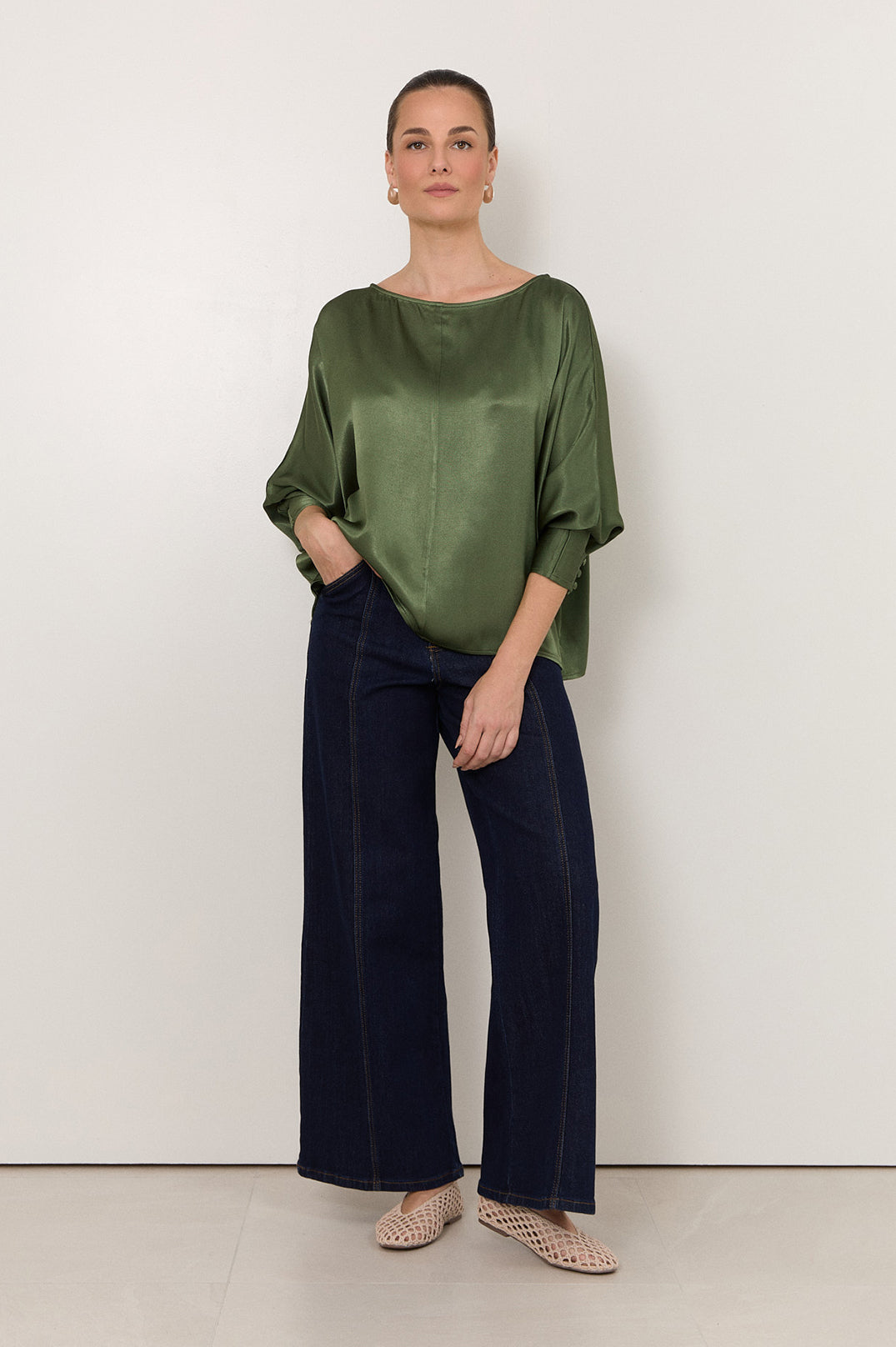 Adele Wide-Leg Jeans in Dark Denim by Aurelia Sun