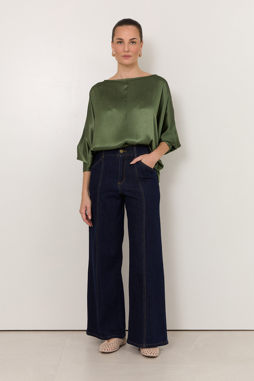 Adele Wide-Leg Jeans in Dark Denim by Aurelia Sun