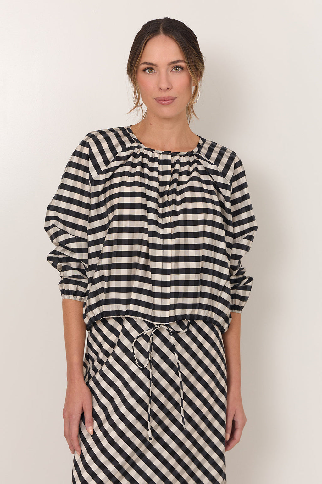 Yasmine Gingham Raglan Blouse by Aurelia Sun