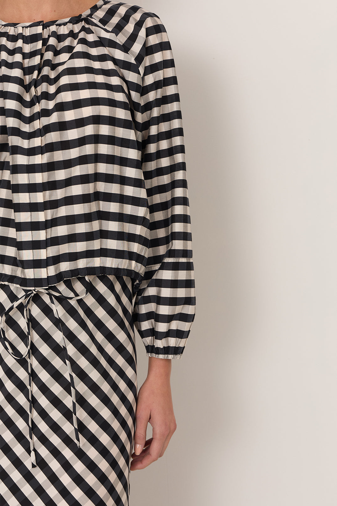 Yasmine Gingham Raglan Blouse by Aurelia Sun