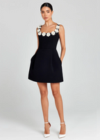 3D Floral Square-Neck Mini Dress
