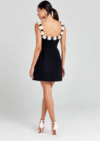 3D Floral Square-Neck Mini Dress
