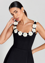 3D Floral Square-Neck Mini Dress