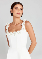 3D Floral Square-Neck Mini Dress