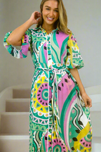 Leah Printed Midi Shirt Dress – Mint by Aurelia Sun