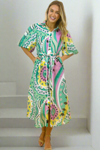 Leah Printed Midi Shirt Dress – Mint by Aurelia Sun