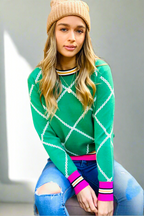 Milly Chain-Print Knit Jumper – Green by Aurelia Sun