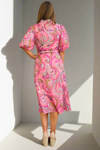 Leah Paisley Midi Shirt Dress – Pink by Aurelia Sun