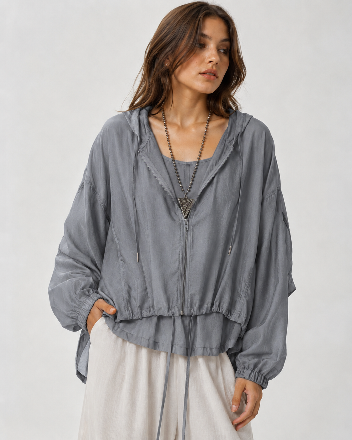Aurelia Sun Breezy Hooded Zip Jacket – Grey, AU 8