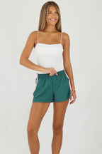 Women's green and pink striped quick dry track shorts