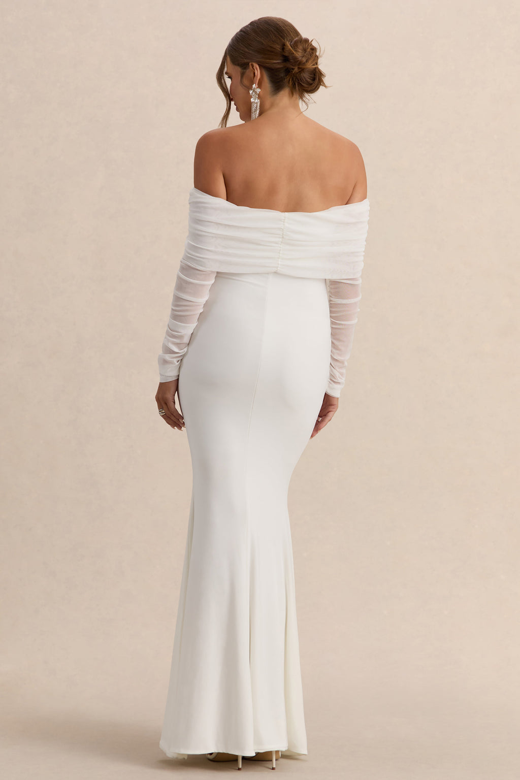 Seraphine Maternity Bardot Maxi Dress – White