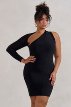 Sienna One-Shoulder Mini Dress – Black