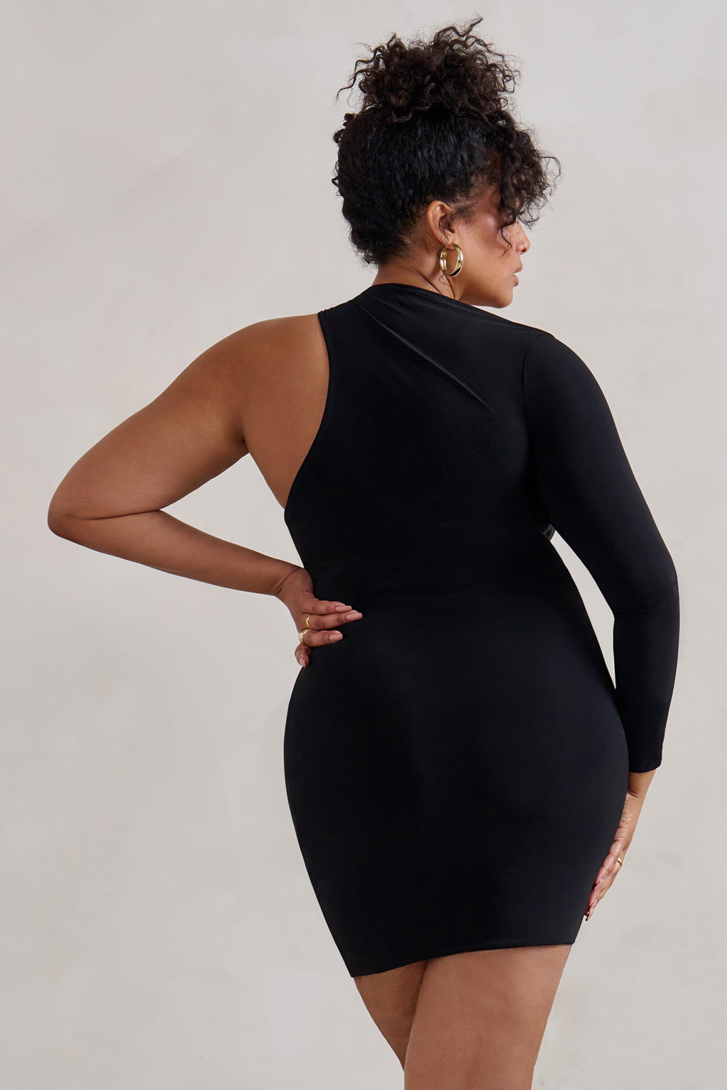 Sienna One-Shoulder Mini Dress – Black