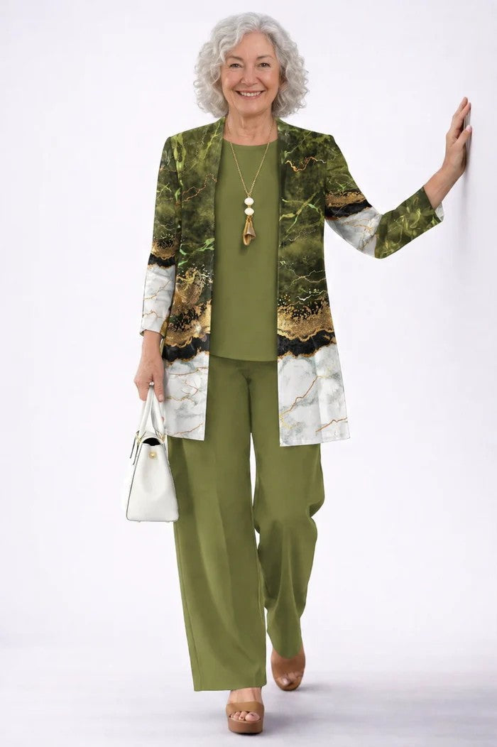 Iris Three Piece Resort Set in Green by Aurelia Sun