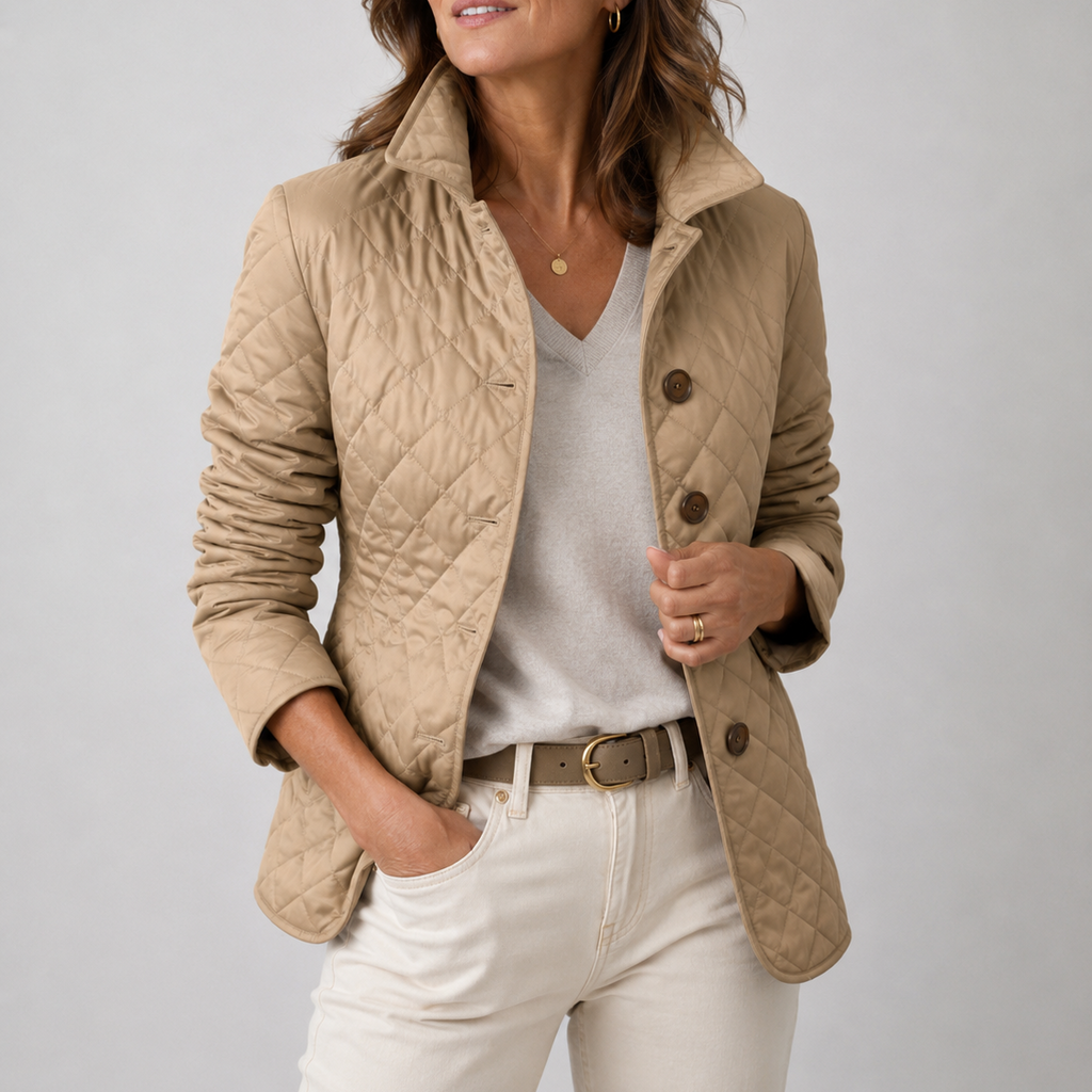 Kelley Lightweight Quilted Jacket in Khaki by Aurelia Sun
