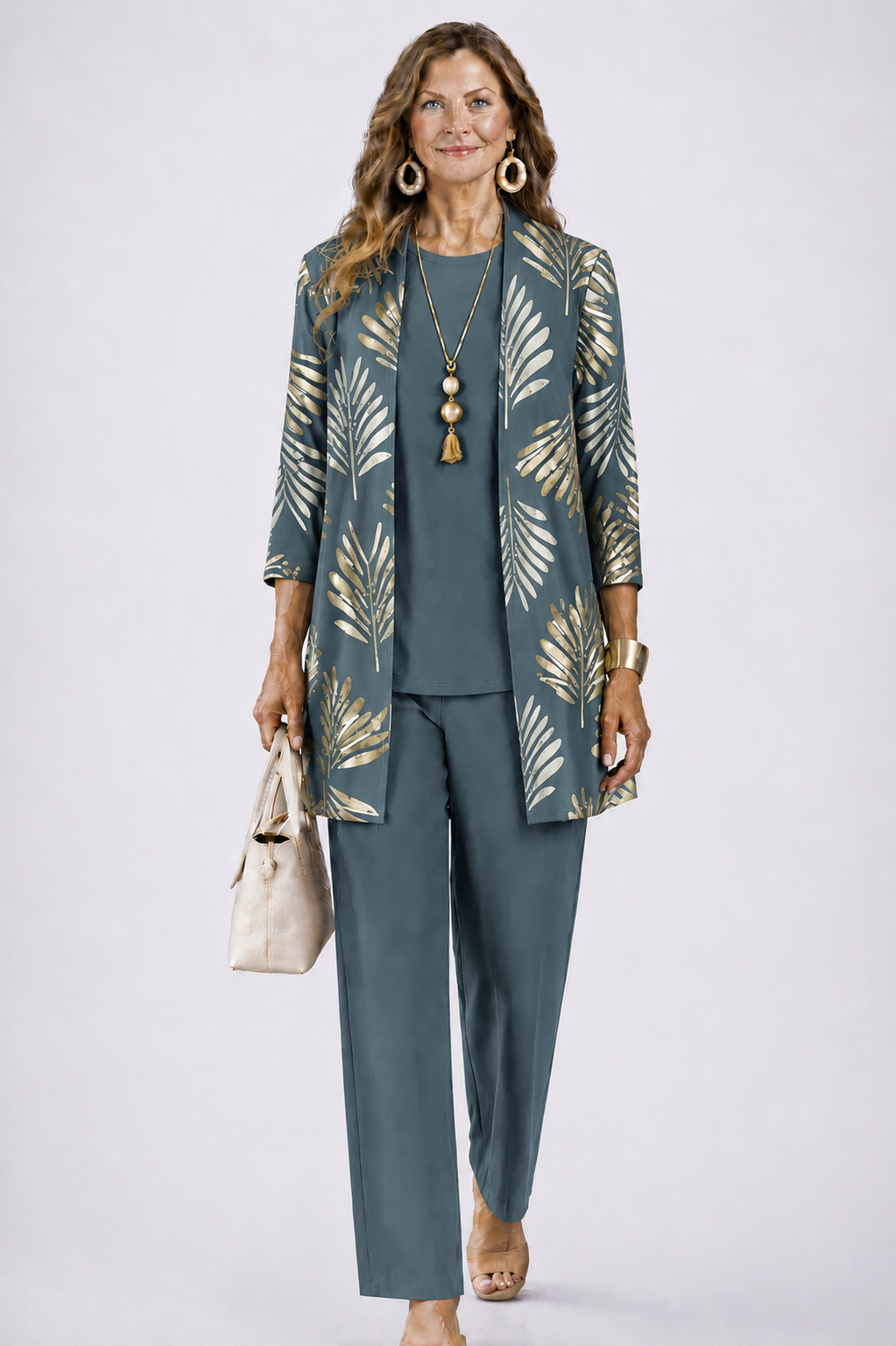Iris Three Piece Resort Set in Vintage Teal by Aurelia Sun