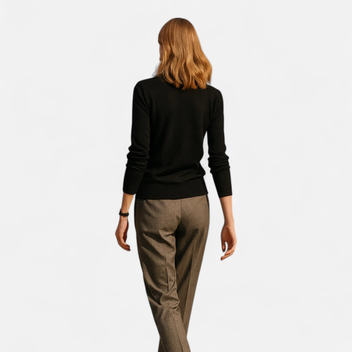 Nora Fine Knit Crew Neck Jumper in Khaki by Aurelia Sun
