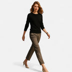 Nora Fine Knit Crew Neck Jumper in Khaki by Aurelia Sun