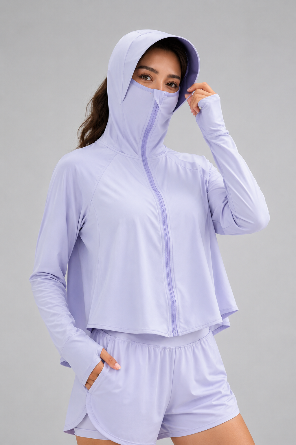 Aurelia Sun Brimmed Hood Sun Shirt – Purple, One Size