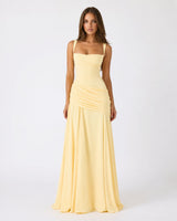 Phoebe Ruched Square-Neck Maxi Dress