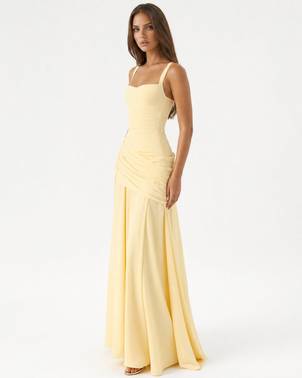 Phoebe Ruched Square-Neck Maxi Dress – product view