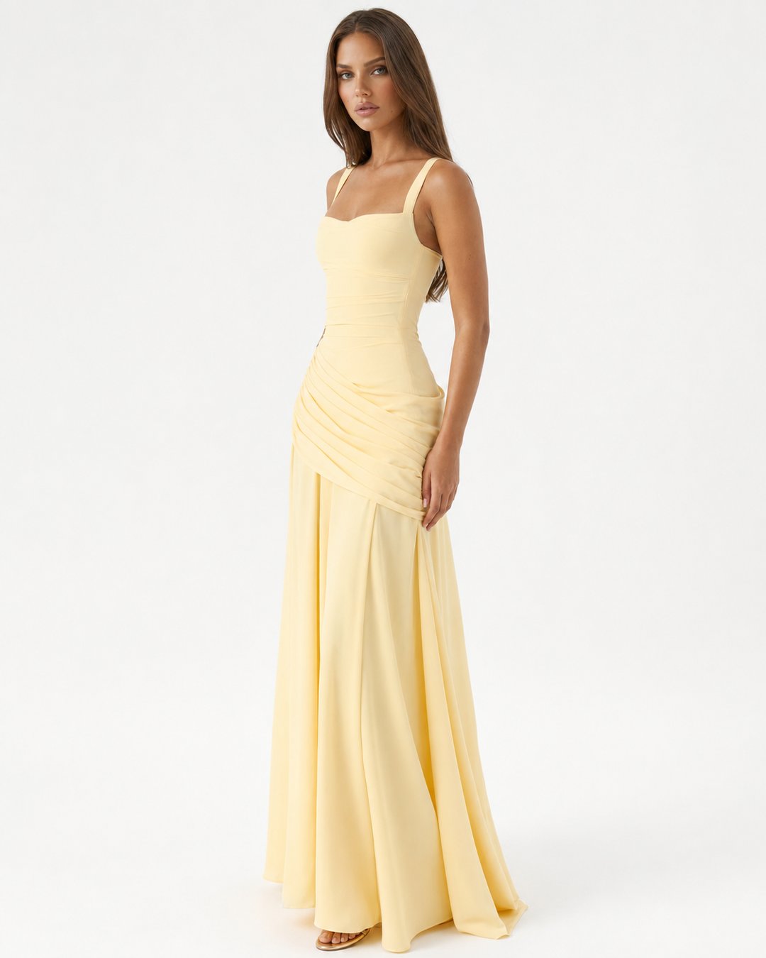Phoebe Ruched Square-Neck Maxi Dress – product view