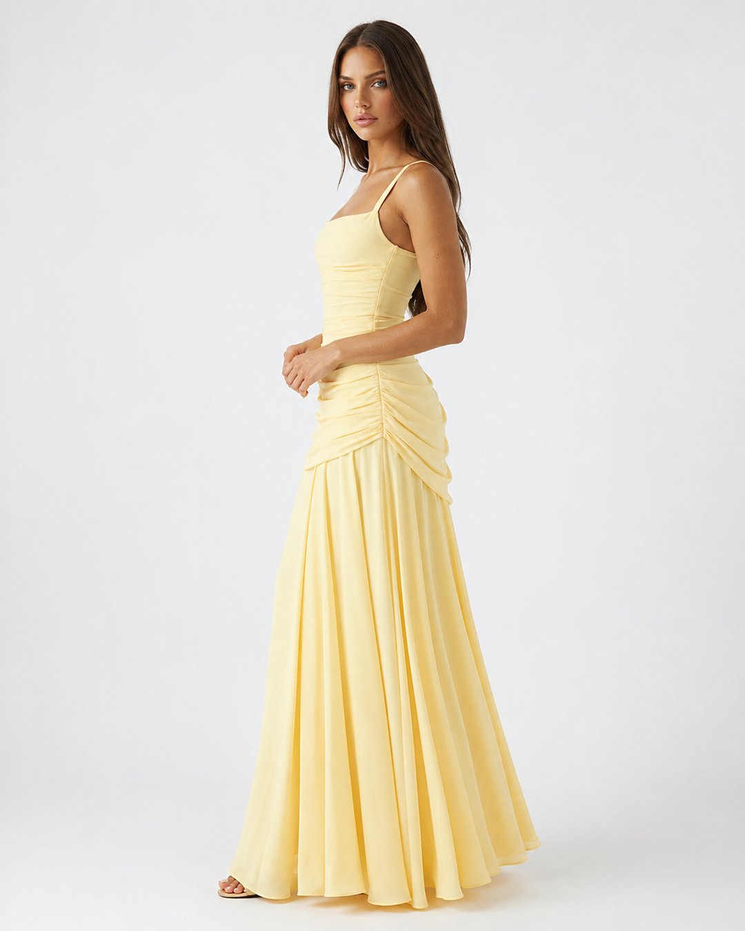 Phoebe Ruched Square-Neck Maxi Dress – product view