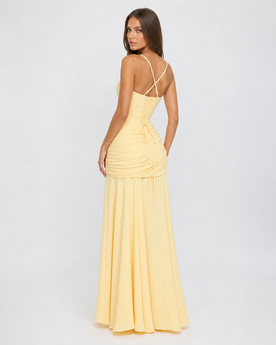 Phoebe Ruched Square-Neck Maxi Dress – product view